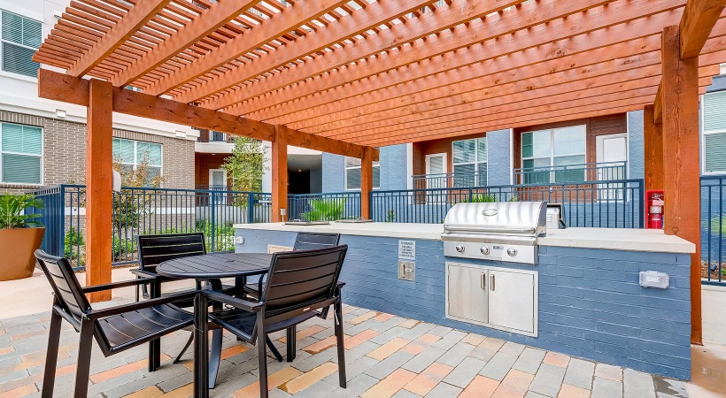 Large outdoor BBQ area with plenty covered seating
